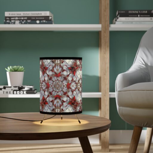 Elegant Tripod Lamp with High-Res Floral Design Shade