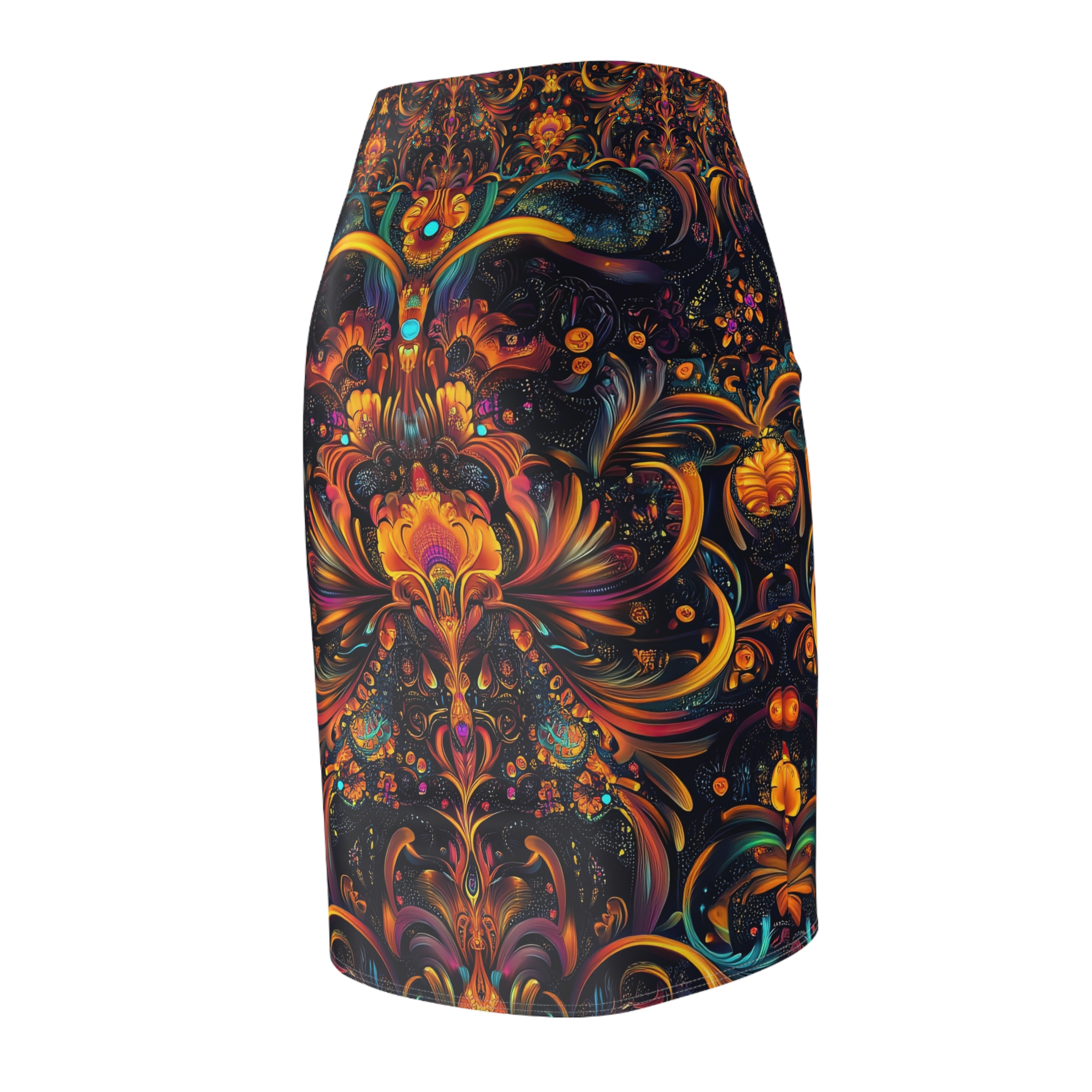 Vibrant Floral Women's Pencil Skirt - Colorful Couture for Every Occasion - Image 5