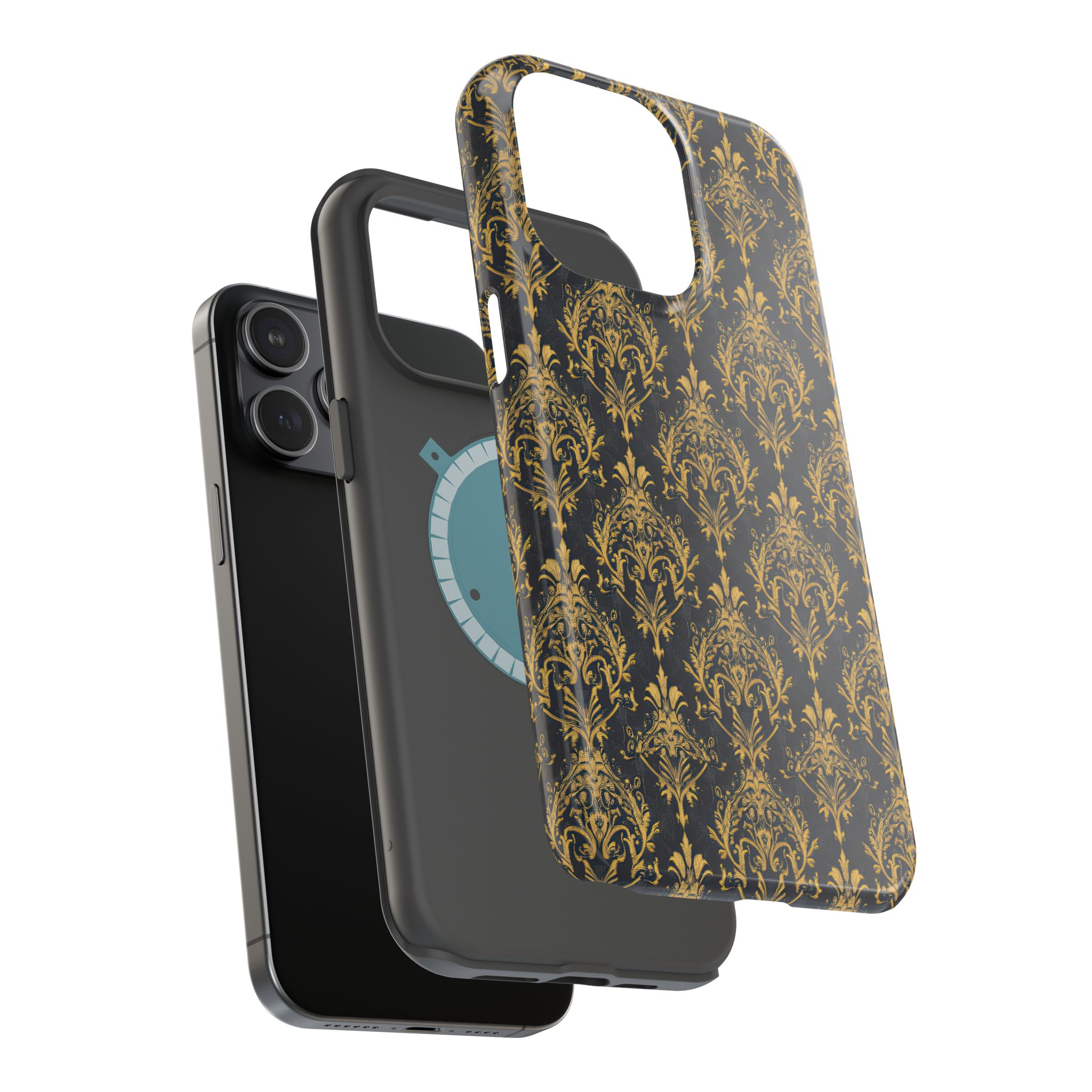 Elegant Gold Floral Magnetic Tough Case - Stylish Protection for Your Phone - Image 96