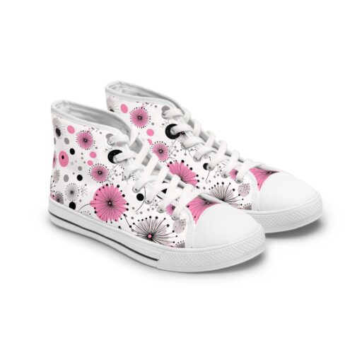 Vintage Pink Polka Dot  Women's High Top Sneakers