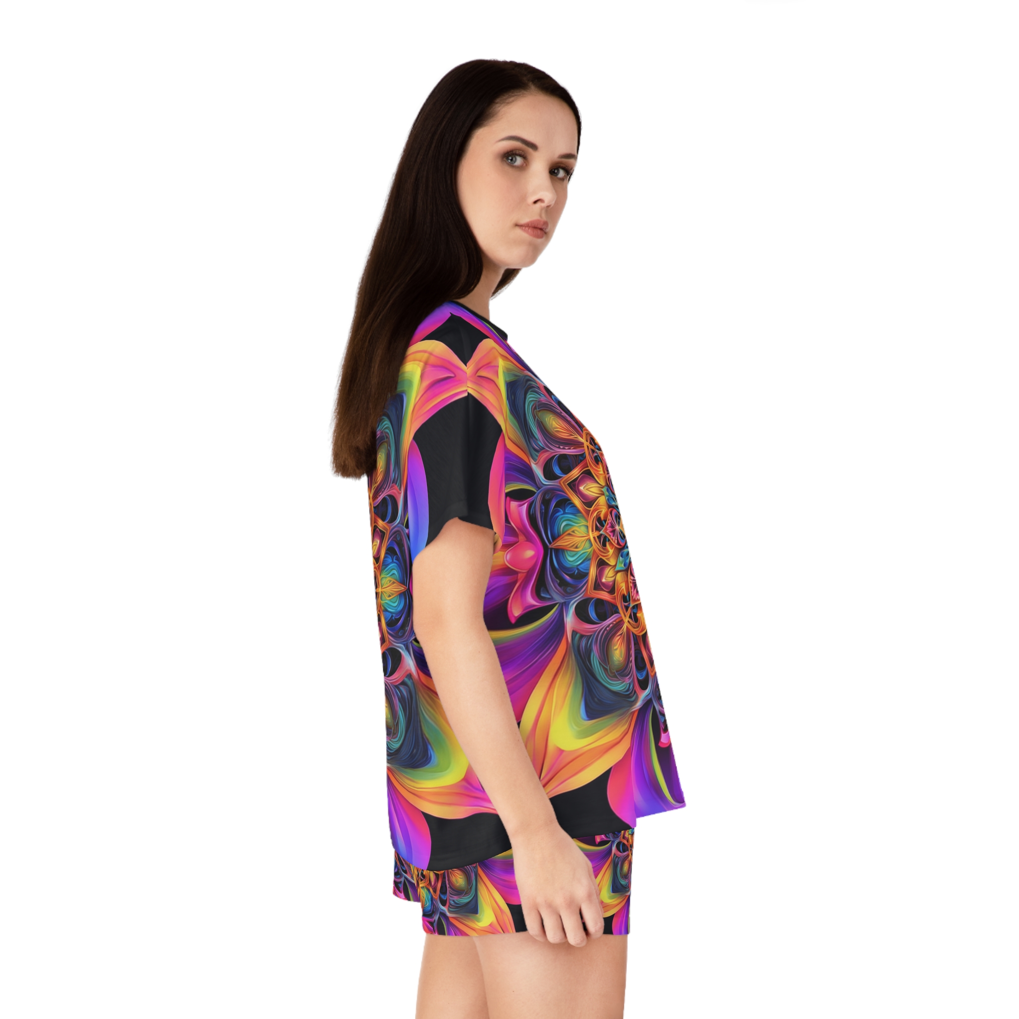 Vibrant Boho Women's Pajama Set - Colorful Floral Design for Relaxation - Image 5