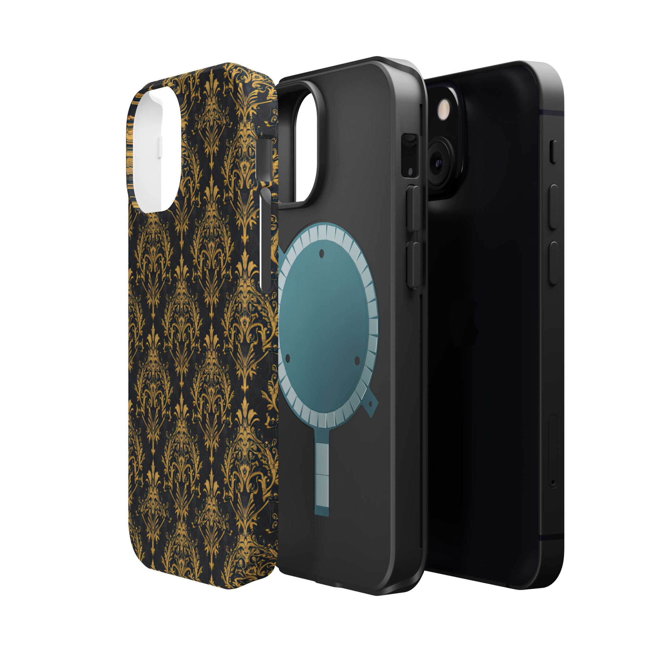 Elegant Gold Floral Magnetic Tough Case - Stylish Protection for Your Phone - Image 50