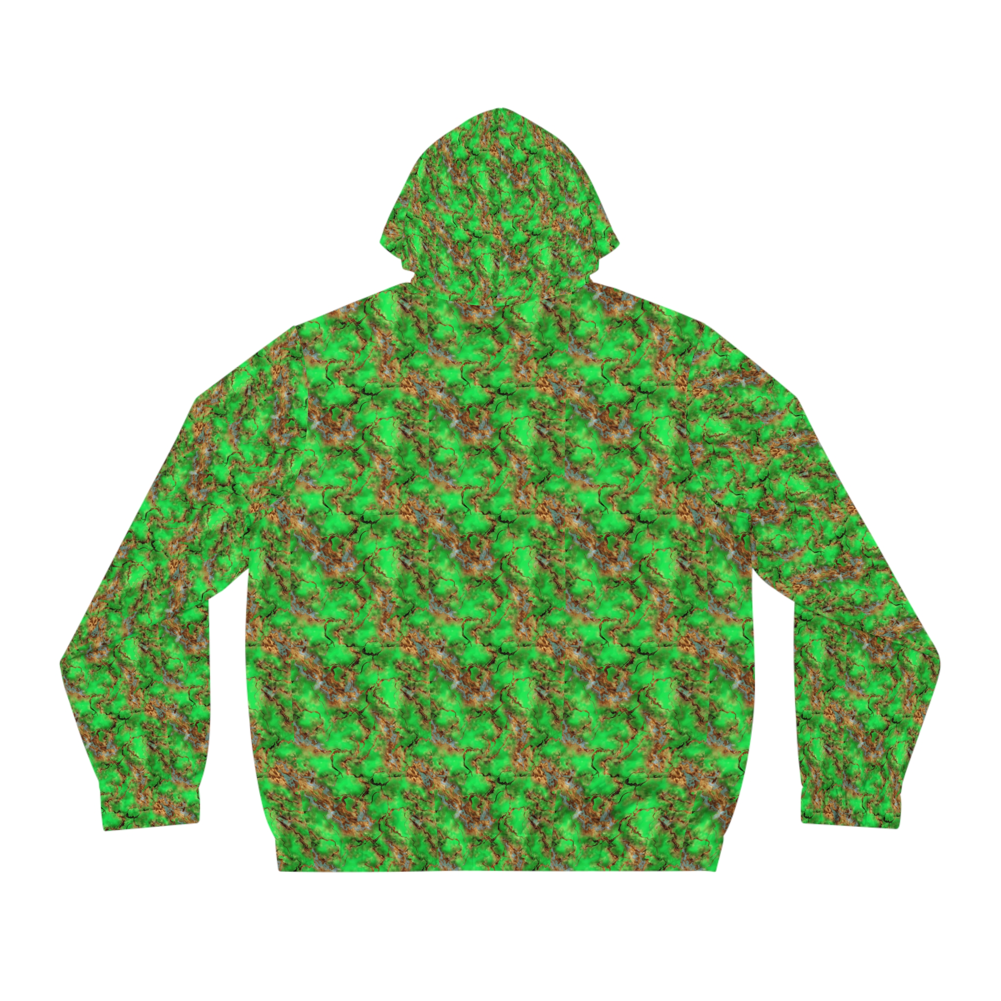 Men's Full-Zip Hoodie - Vibrant Green Marble Pattern - Image 2
