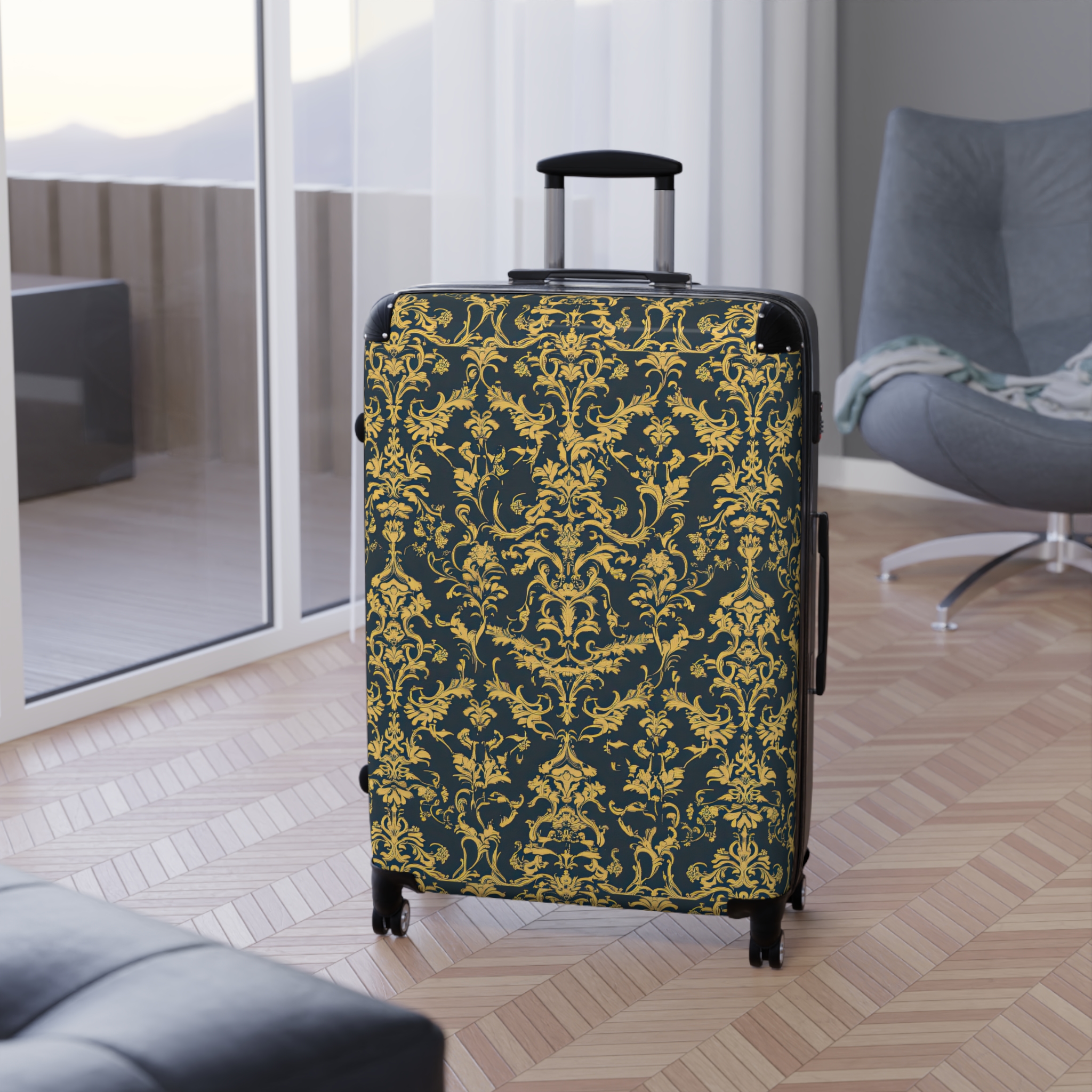 Elegant Vintage Floral Suitcase - Stylish Travel Luggage for Adventurers - Image 5