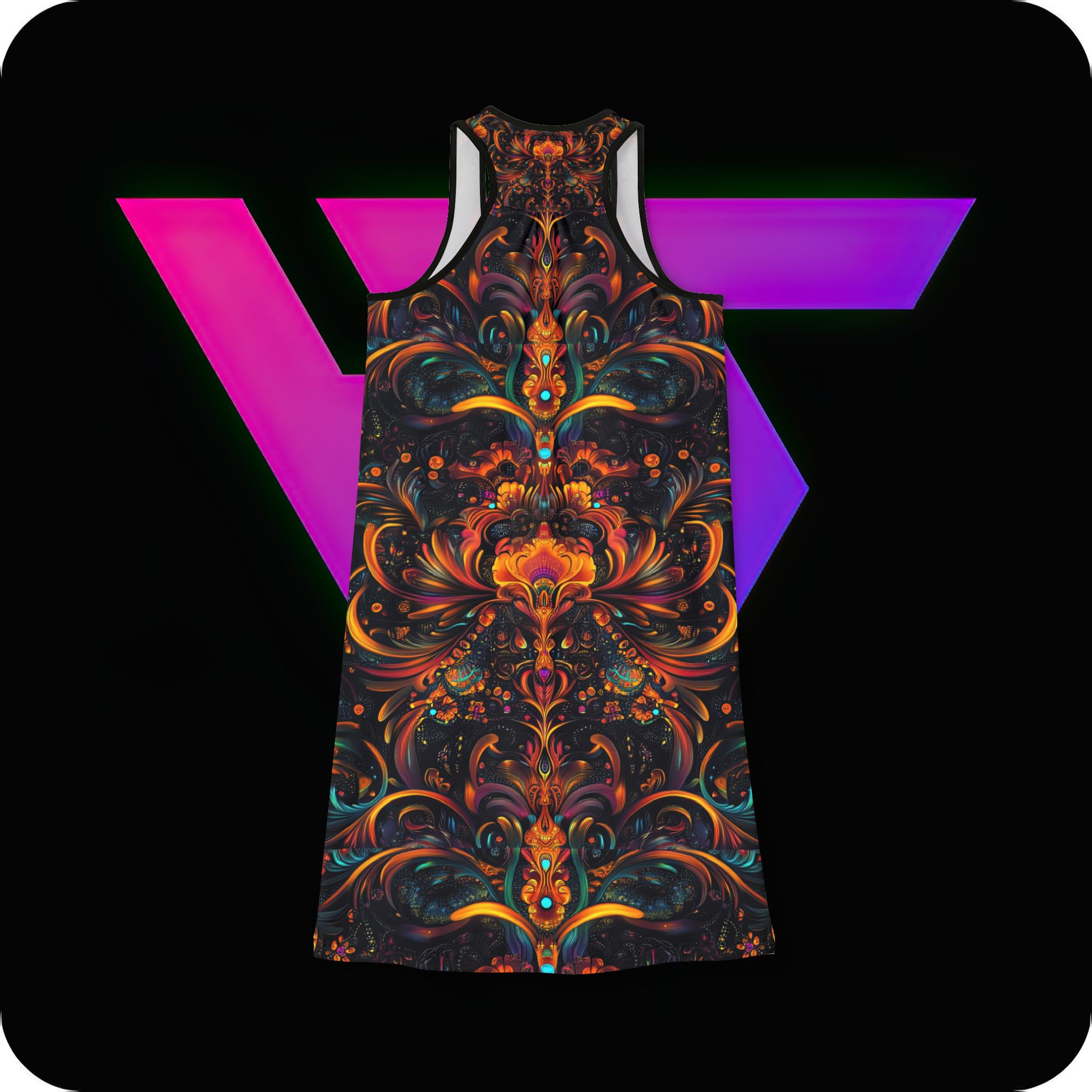 Bohemian Floral Women's Racerback Dress - Vibrant Pattern for Summer Style - Image 3