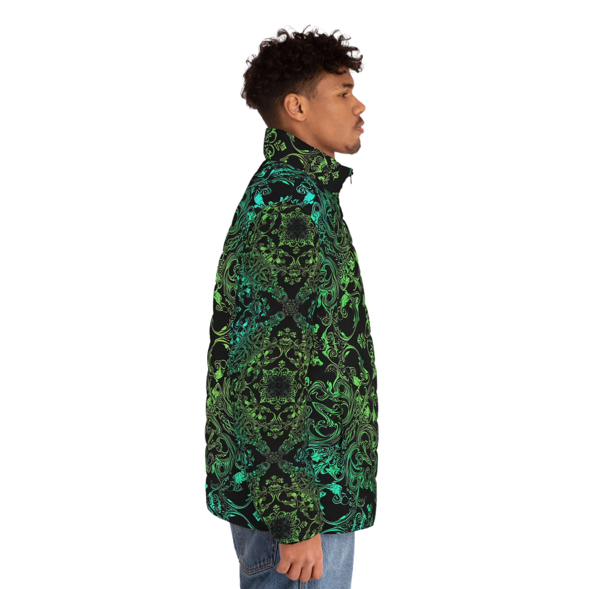 Men's Puffer Jacket - Vibrant Swirl Pattern for Stylish Comfort - Image 5