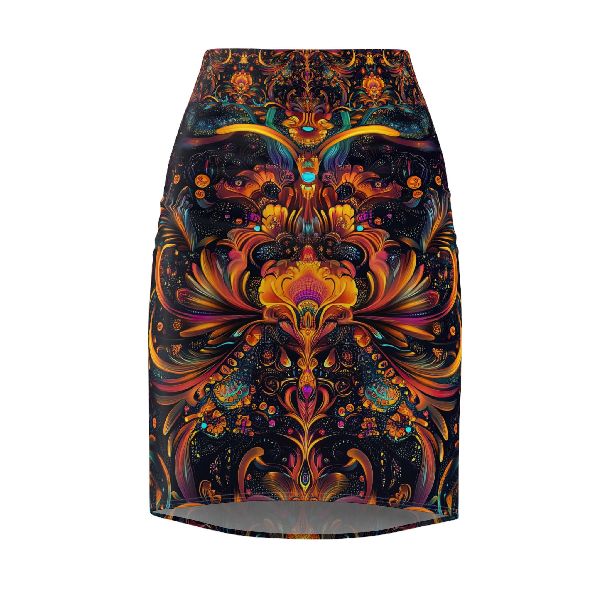 Vibrant Floral Women's Pencil Skirt - Colorful Couture for Every Occasion - Image 2
