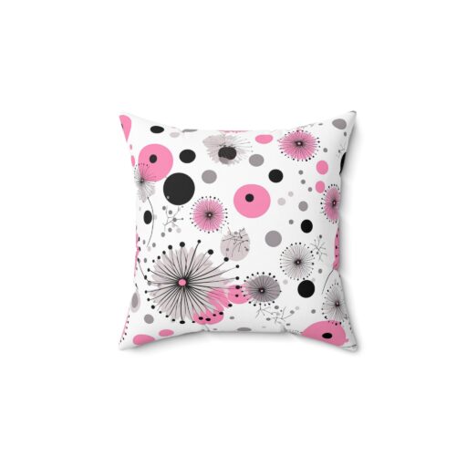 Vintage Pink Polka Dot Spun Polyester Square Pillow