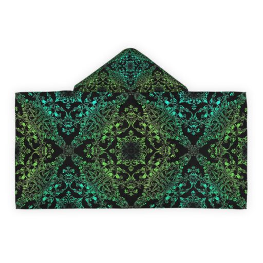 Youth Hooded Towel - Vibrant Emerald Pattern for Kids, Perfect for Beach Days & Bath Time and Slaying Dragons