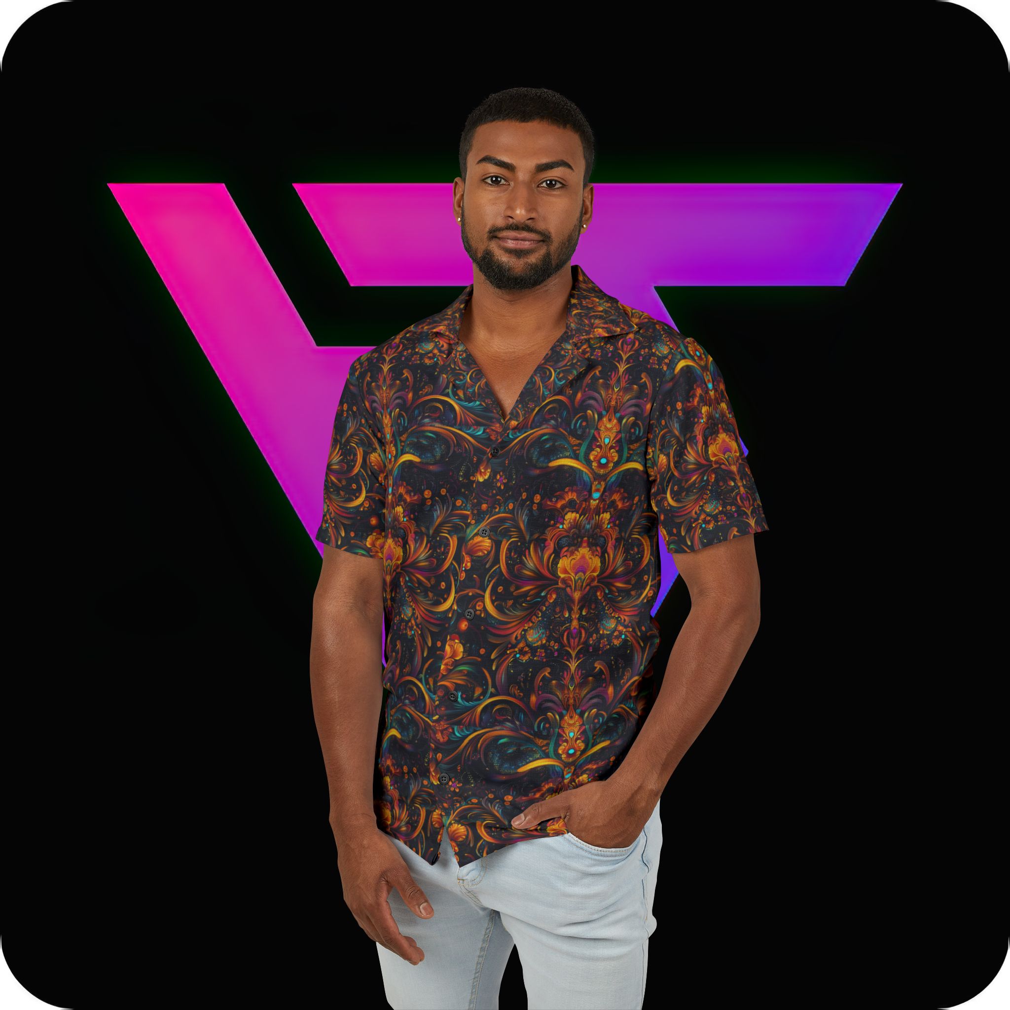 Vibrant Floral Men's Hawaiian Camp Shirt for Summer Fun - Image 4