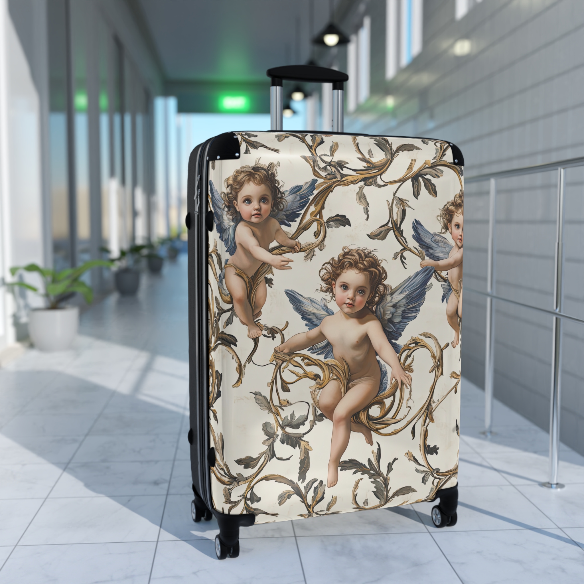 Vintage Cherub Design Suitcase - Stylish Travel Luggage for Adventurers - Image 3