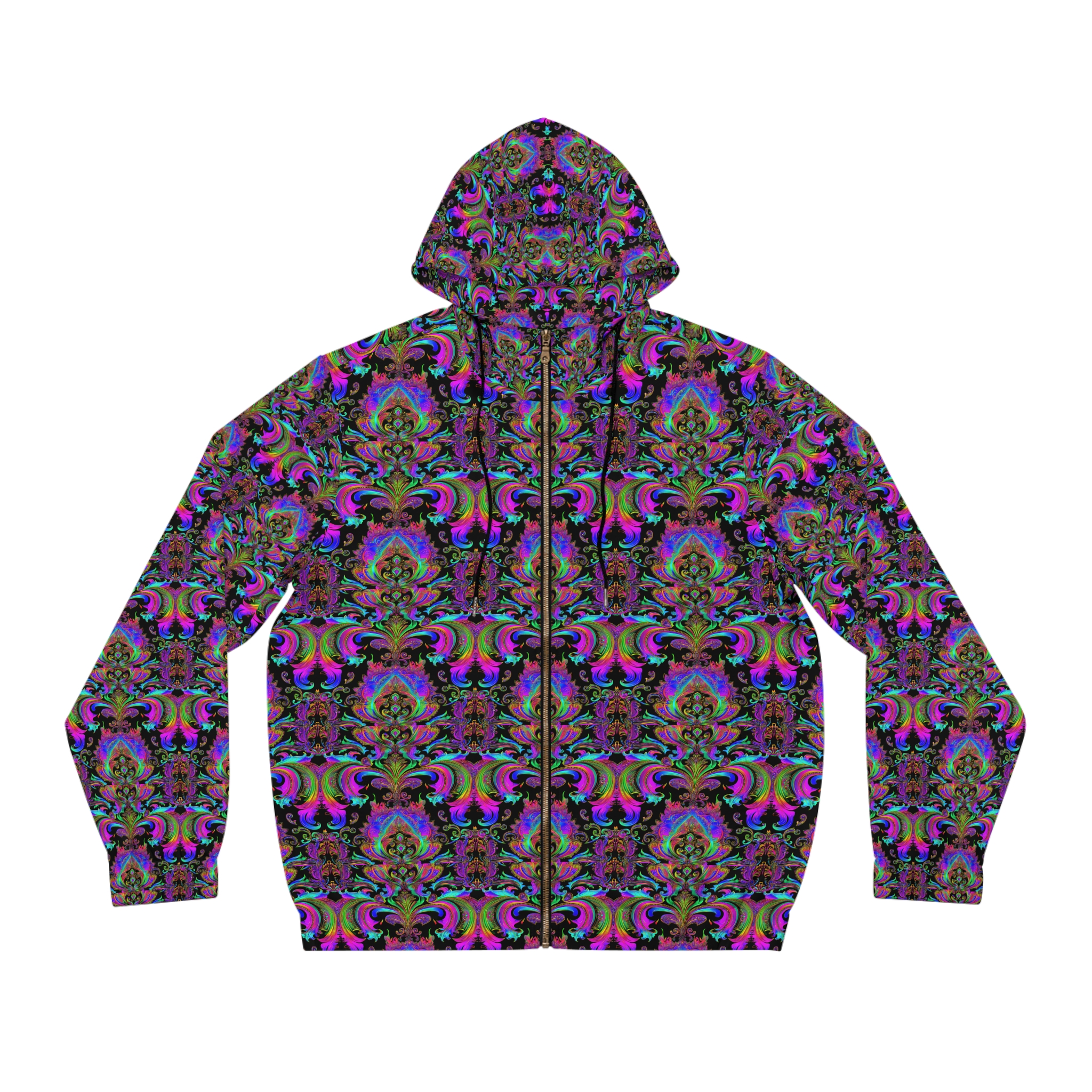 Vibrant Full-Zip Hoodie for Men - Colorful Abstract Pattern