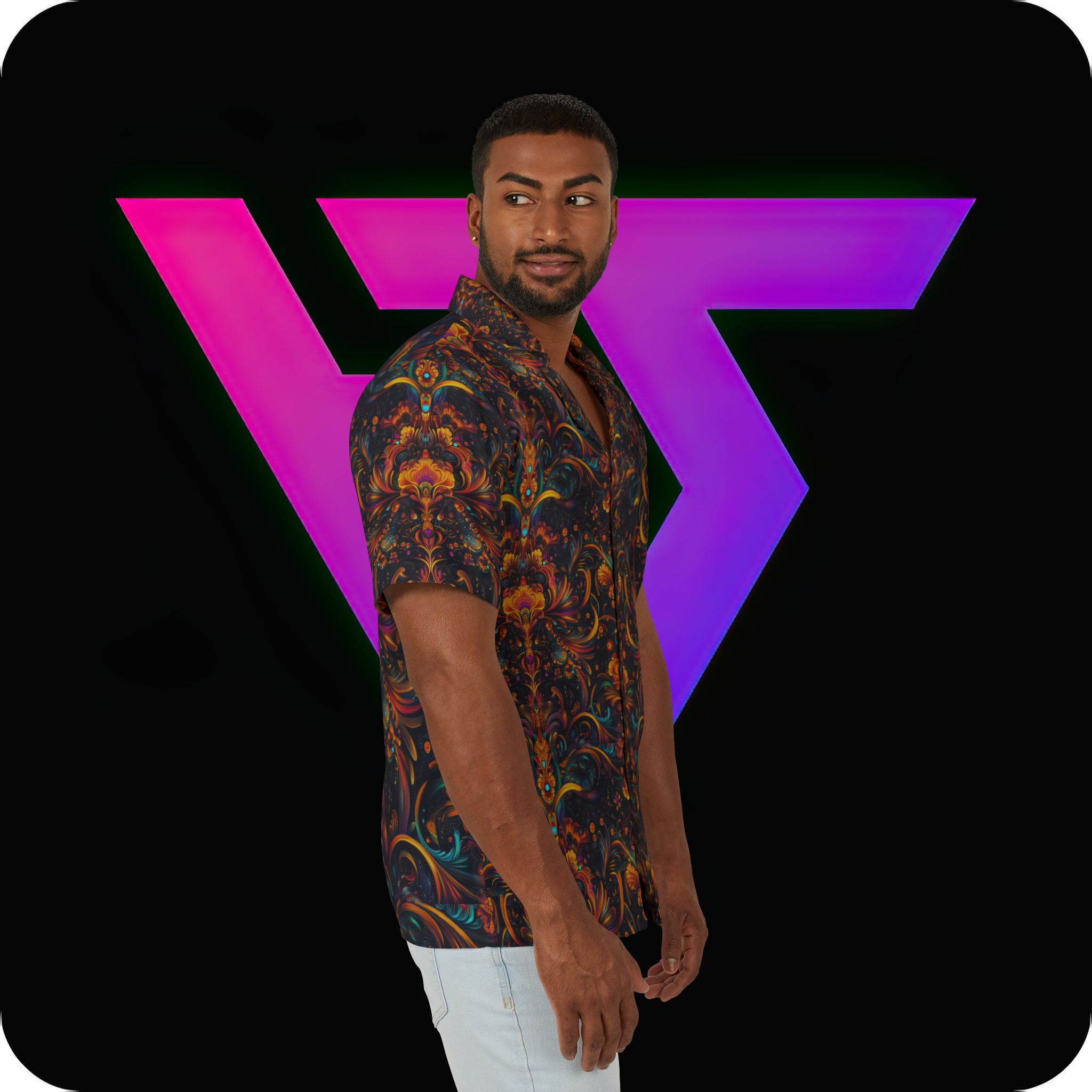 Vibrant Floral Men's Hawaiian Camp Shirt for Summer Fun - Image 6