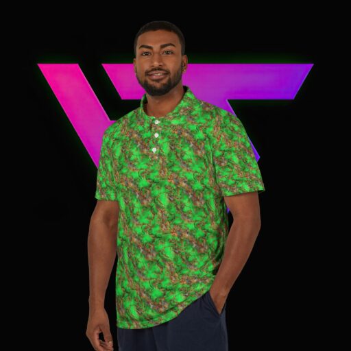Vibrant Green Marble Lets Do This Polo Shirt - Trendy Casual Wear for All Seasons