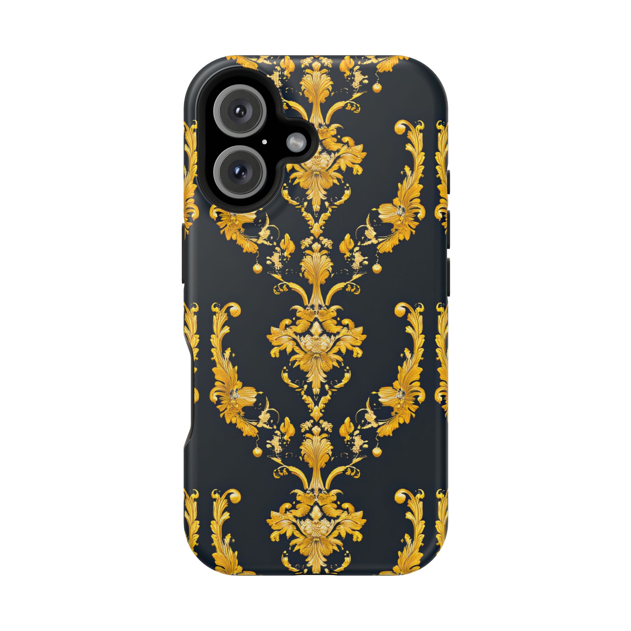Elegant Floral Magnetic Tough Case for iPhone - Luxurious Gold Design - Image 105