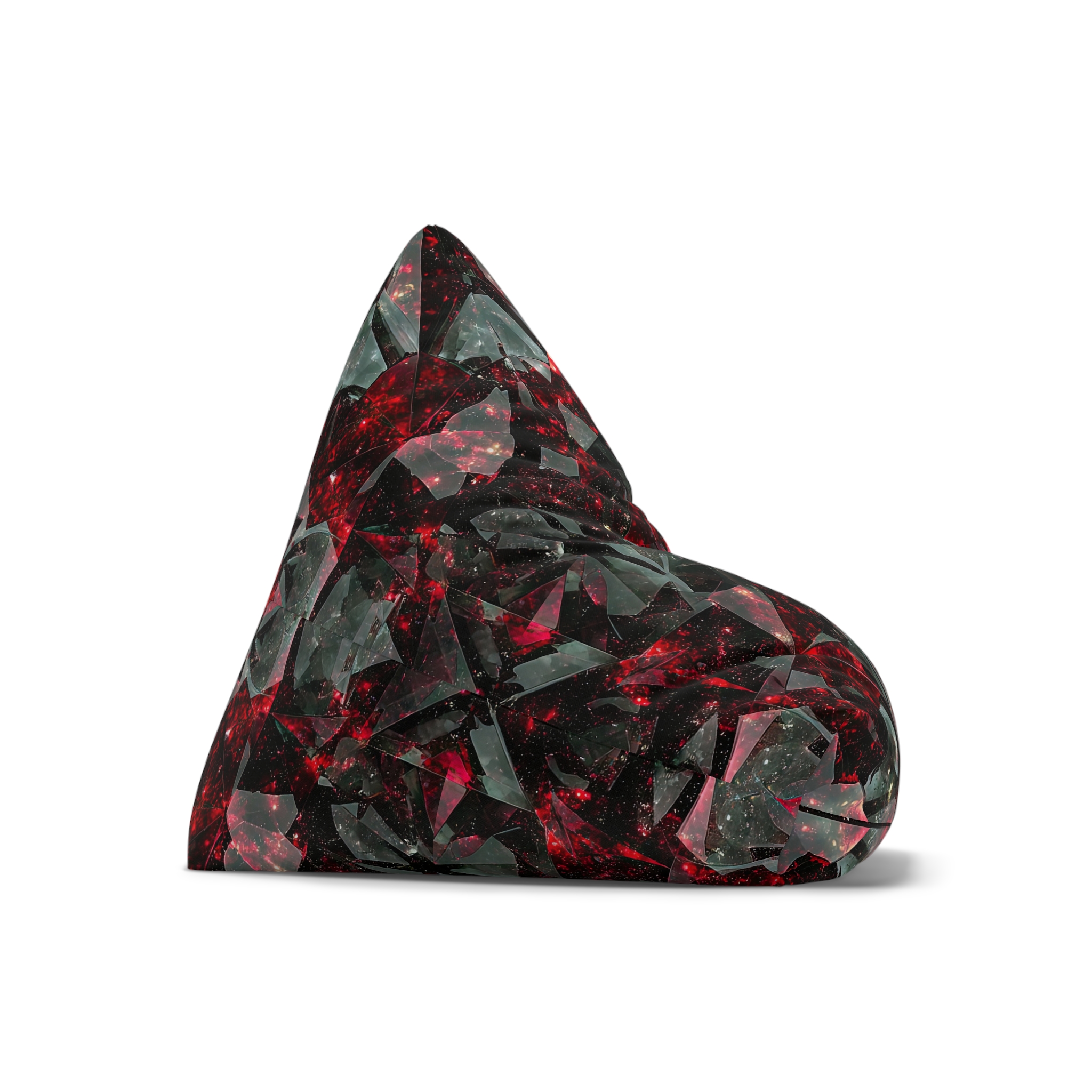 Black and Red Diamond Glass Galaxy-Inspired Bean Bag Chair Cover for Cozy Spaces - Image 3