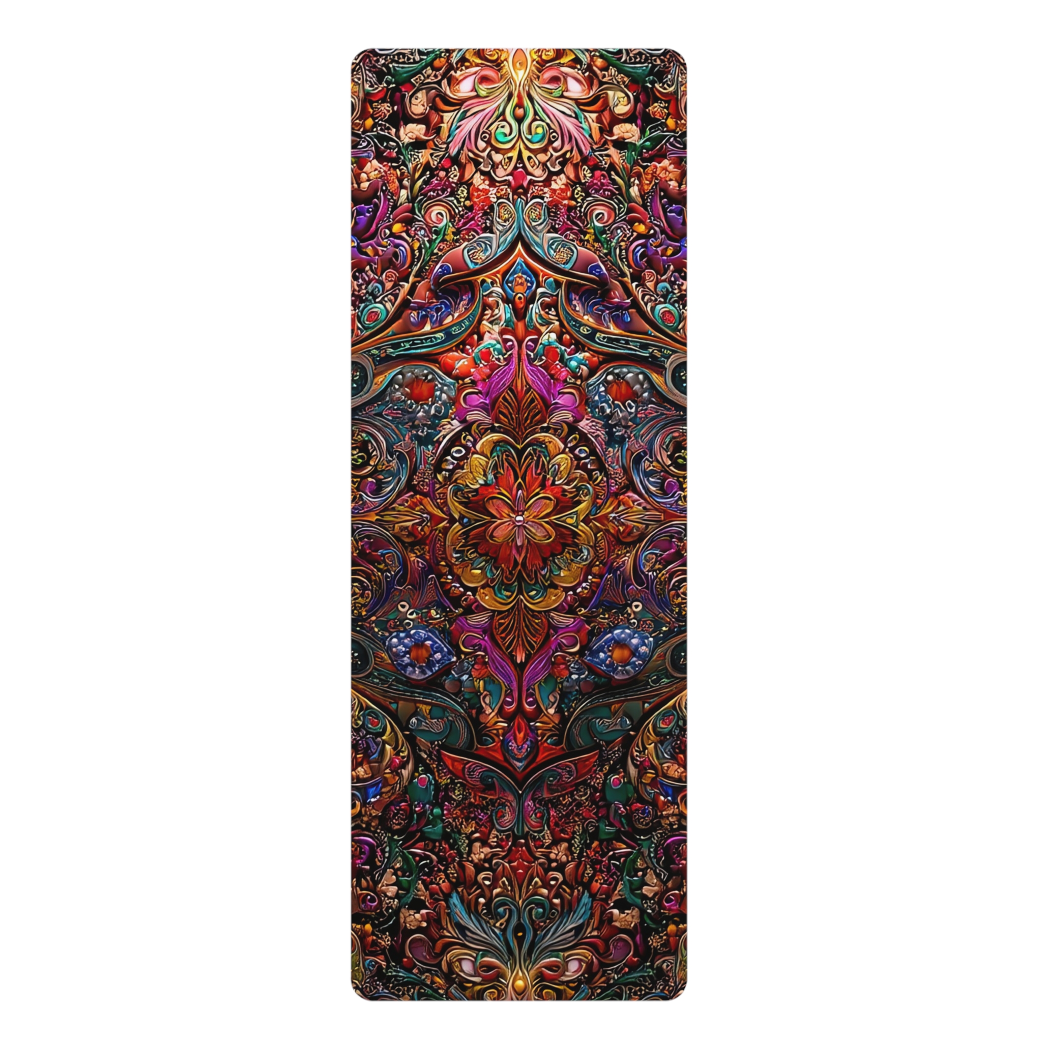 Vibrant Rubber Yoga Mat - Colorful Mandala Design for Home & Studio