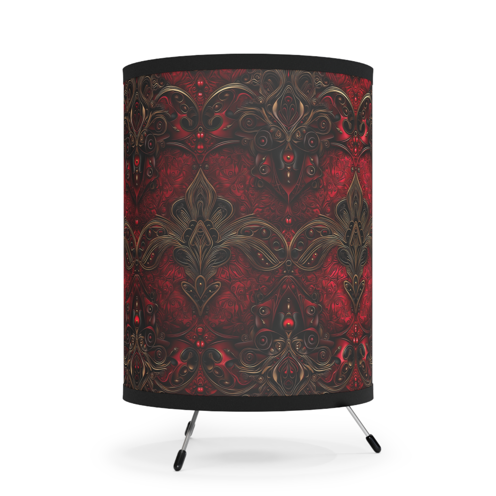 Elegant Tripod Lamp with High-Res Noble Ruby Shade - Image 5