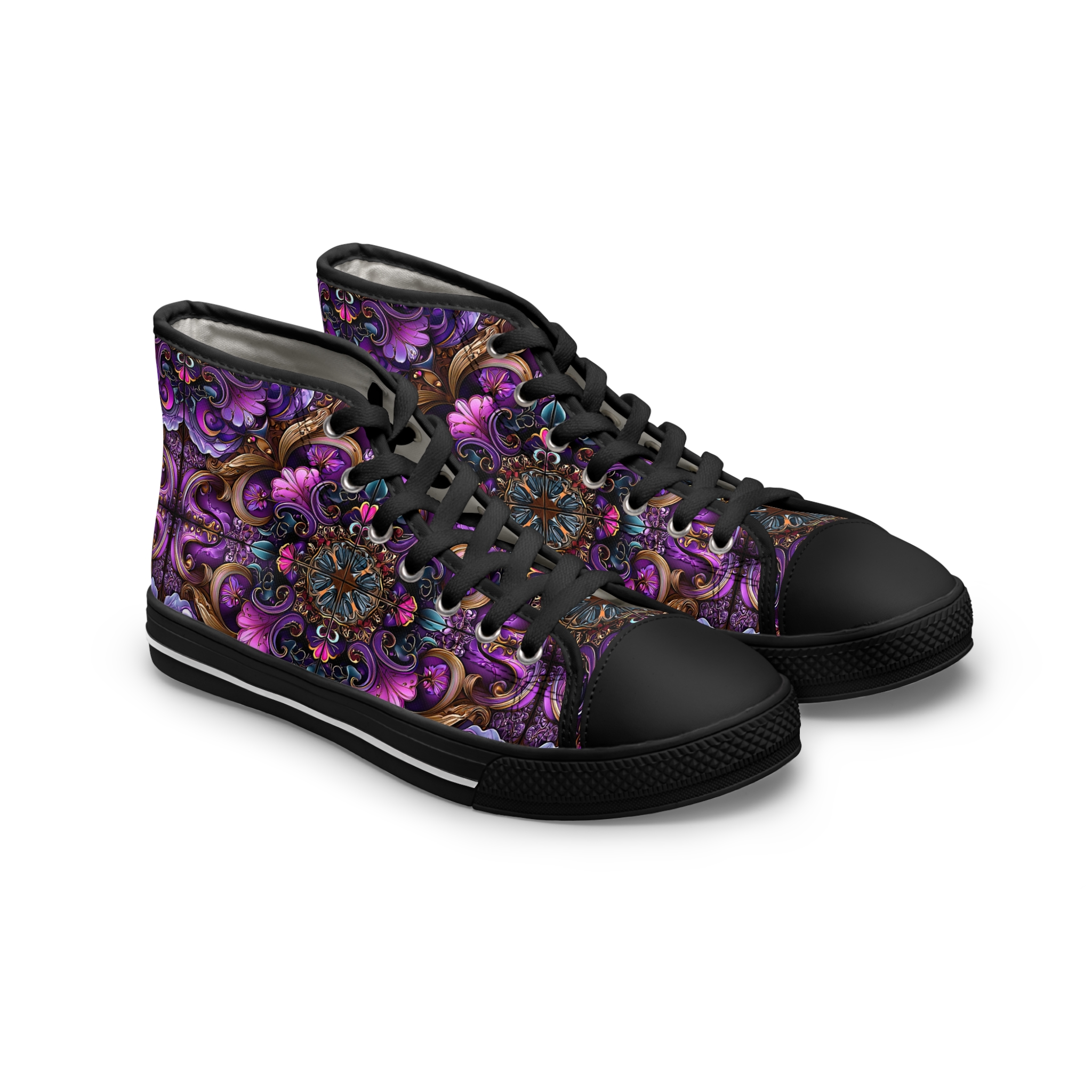 Bohemian High Top Sneakers - Colorful Floral Design for Trendy Women