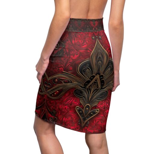 Exquisite Noble Red  Pattern Women's Pencil Skirt - Perfect for Events & Celebrations