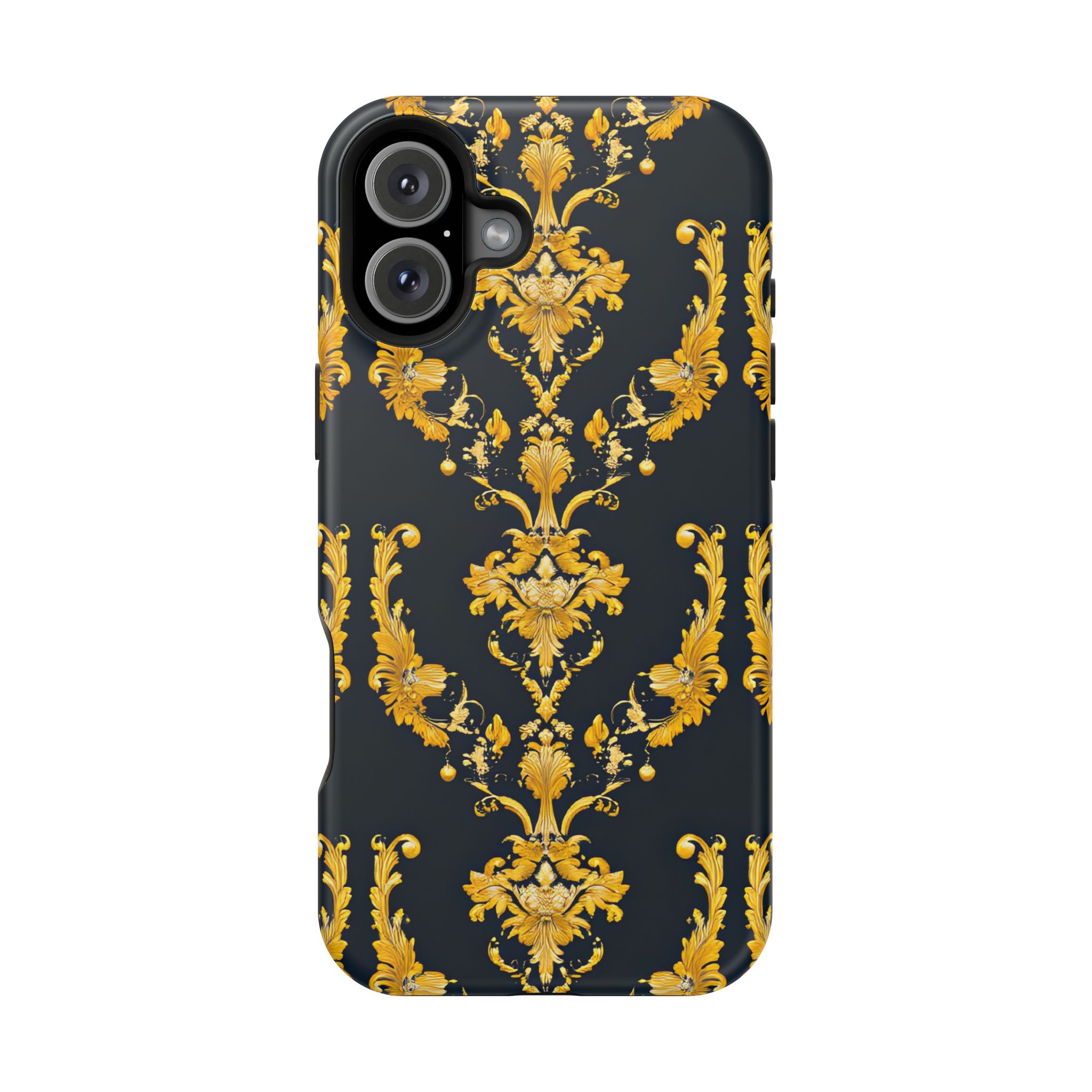 Elegant Floral Magnetic Tough Case for iPhone - Luxurious Gold Design - Image 113