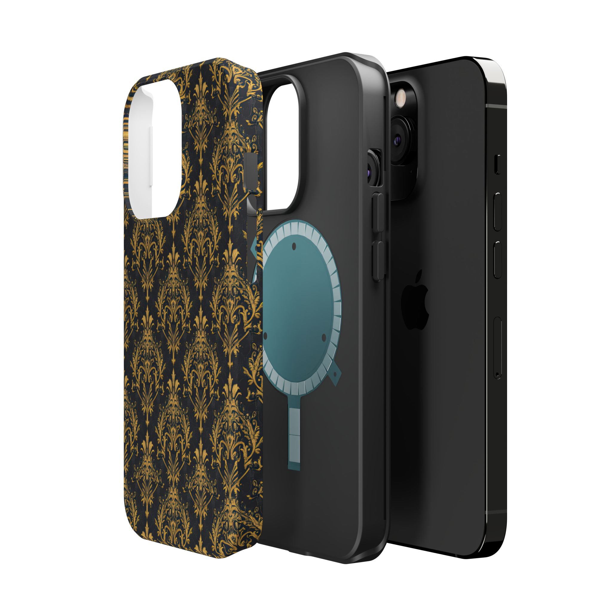 Elegant Gold Floral Magnetic Tough Case - Stylish Protection for Your Phone - Image 58
