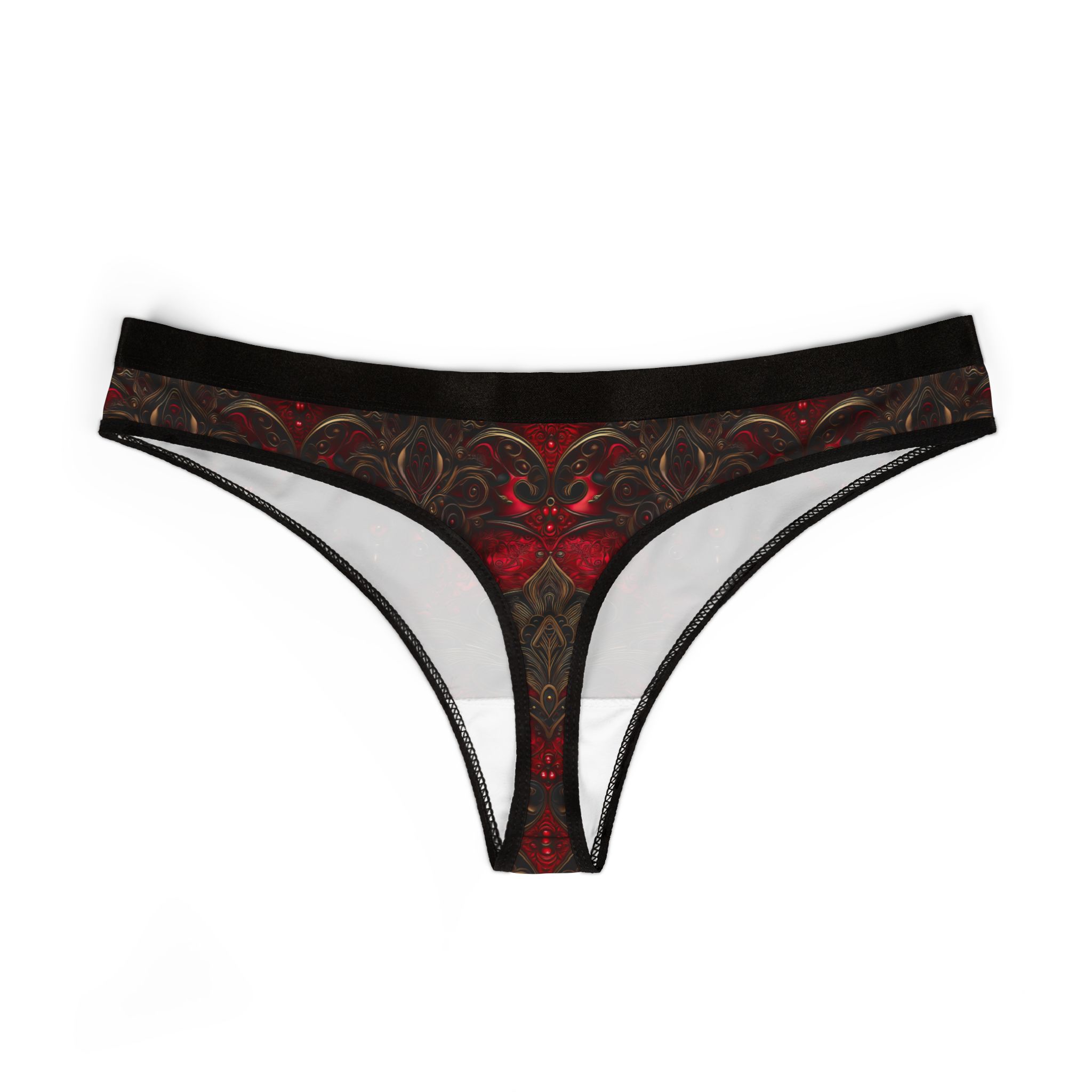 Elegant Red Floral Women's Thongs - Stylish Lingerie for Special Occasions - Image 3