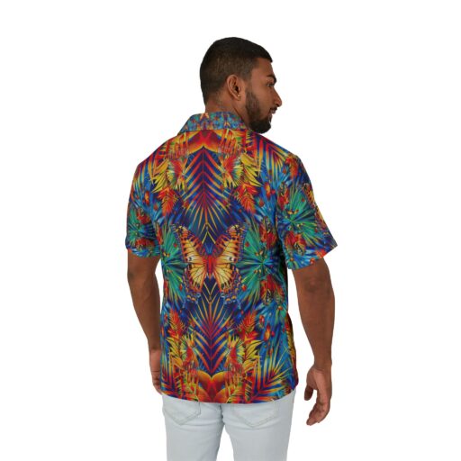 Men's Tropical Butterfly Camp Shirt - Vibrant Hawaiian Style for Summer Getaways