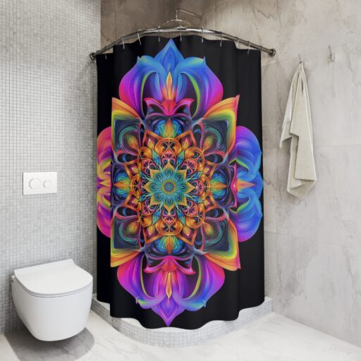 Vibrant Floral Mandala Shower Curtain - Colorful Home Decor for Relaxing Bathrooms