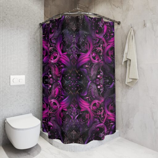 Elegant Purple Swirl Shower Curtain – Stylish Bathroom Decor