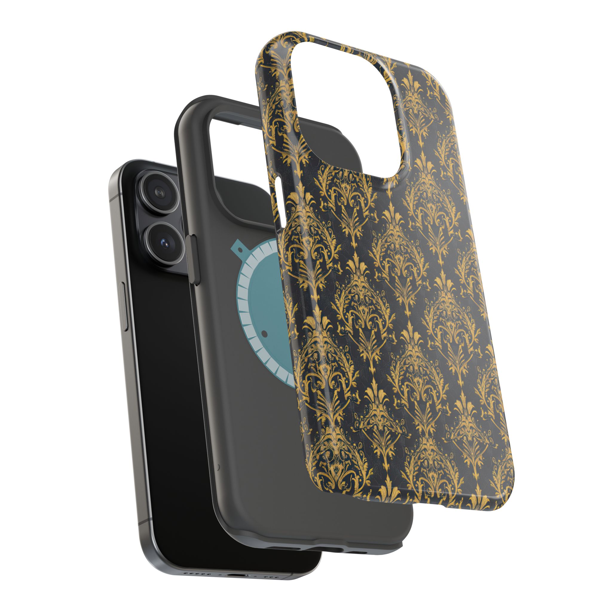 Elegant Gold Floral Magnetic Tough Case - Stylish Protection for Your Phone - Image 80