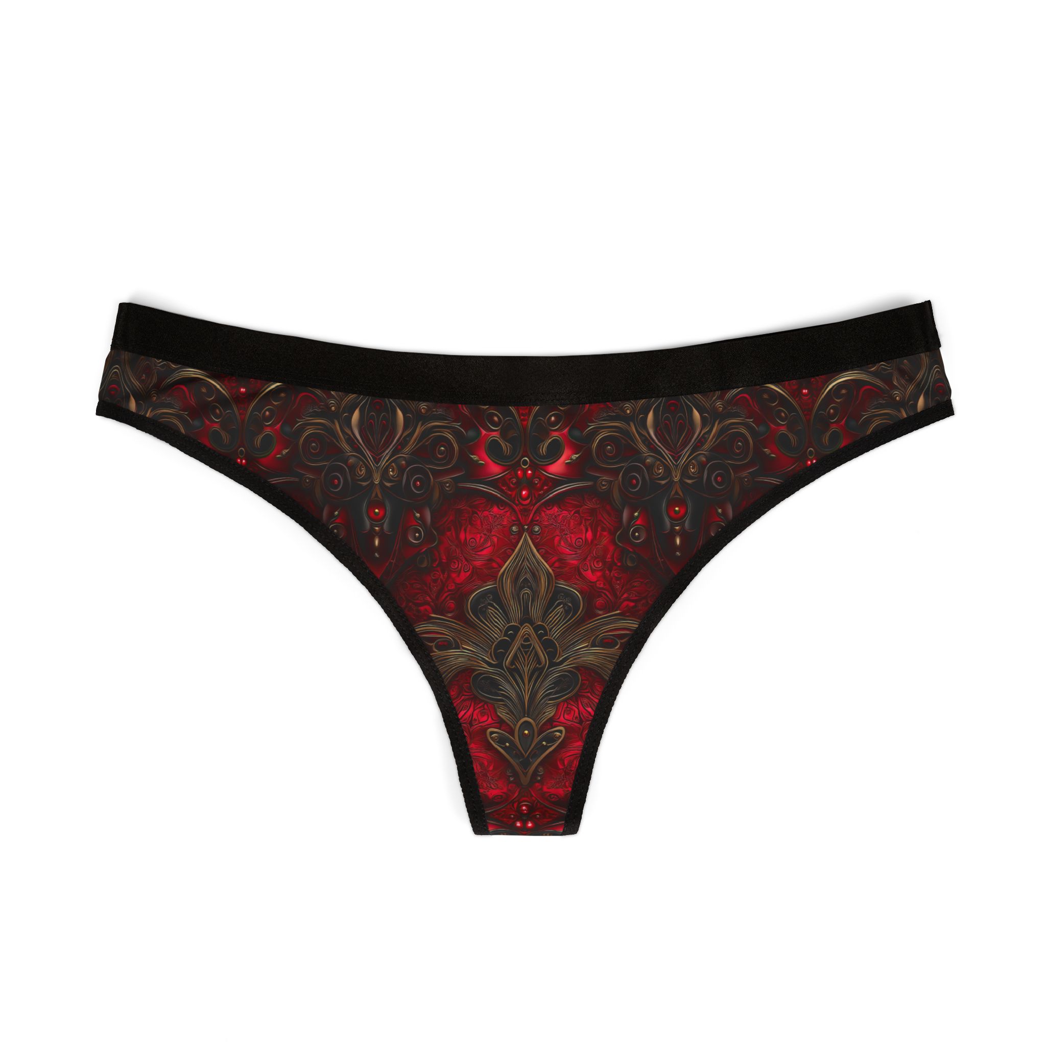Elegant Red Floral Women's Thongs - Stylish Lingerie for Special Occasions - Image 2