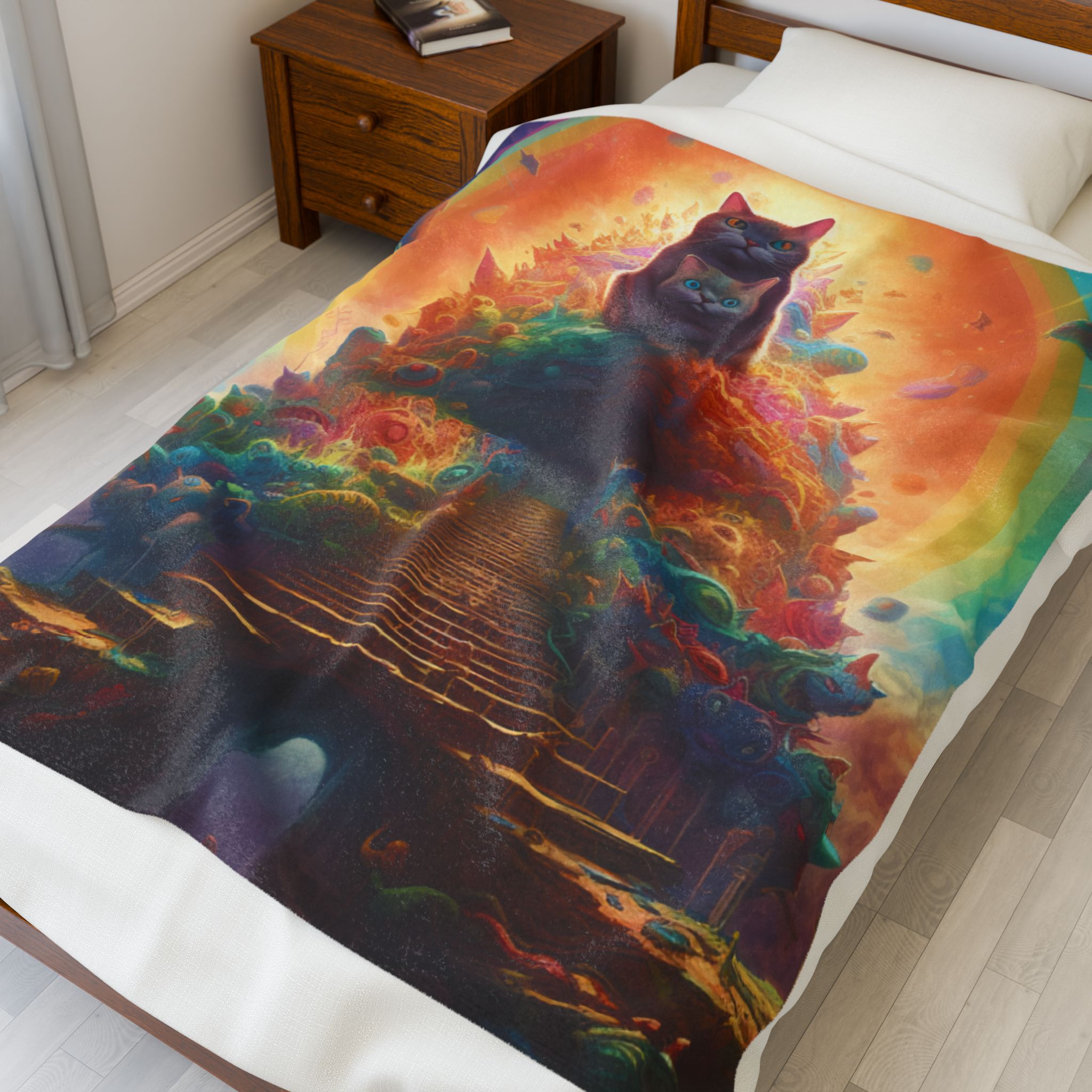 Cute Kitty Kingdom Velveteen Plush Blanket House of Trippers - Image 7