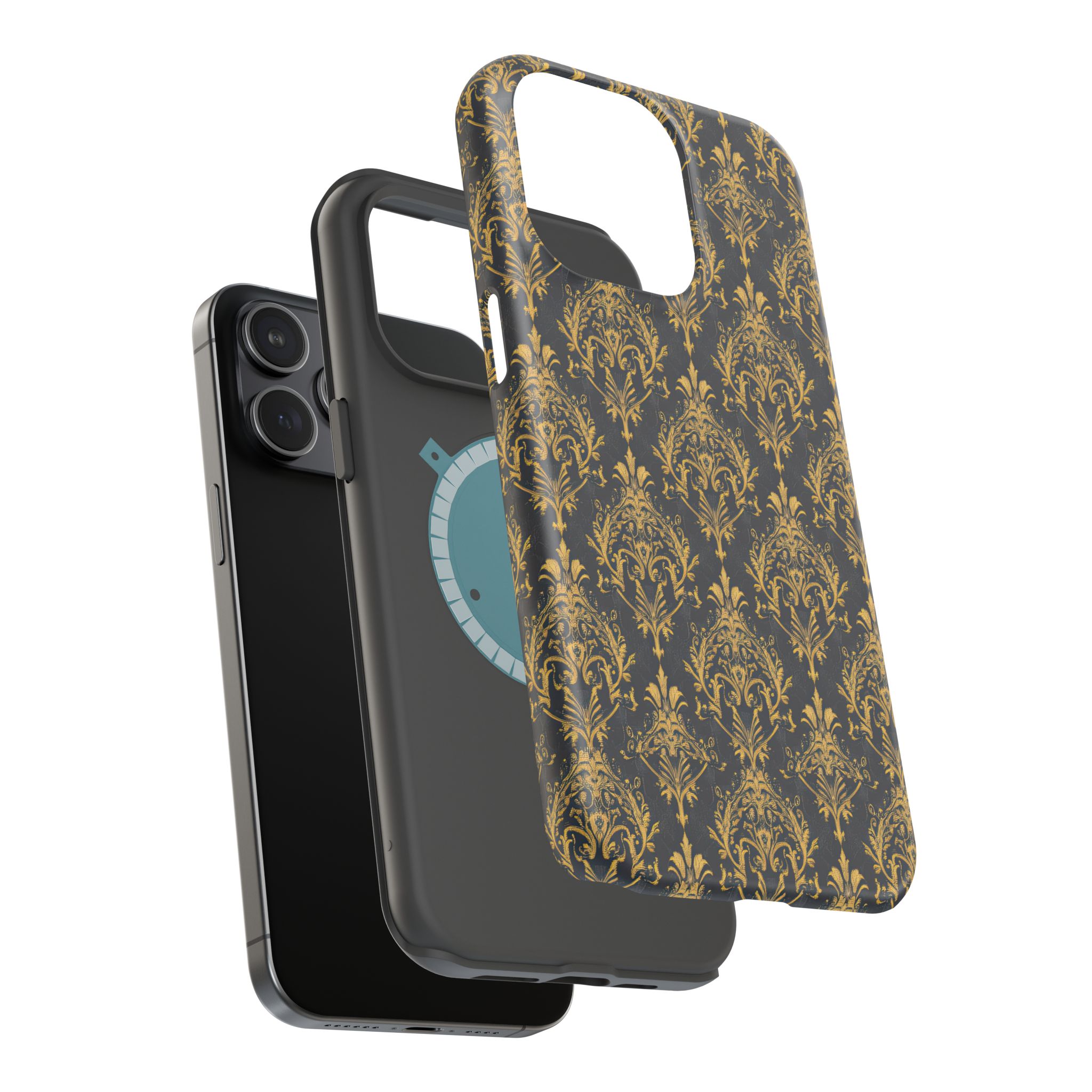 Elegant Gold Floral Magnetic Tough Case - Stylish Protection for Your Phone - Image 100
