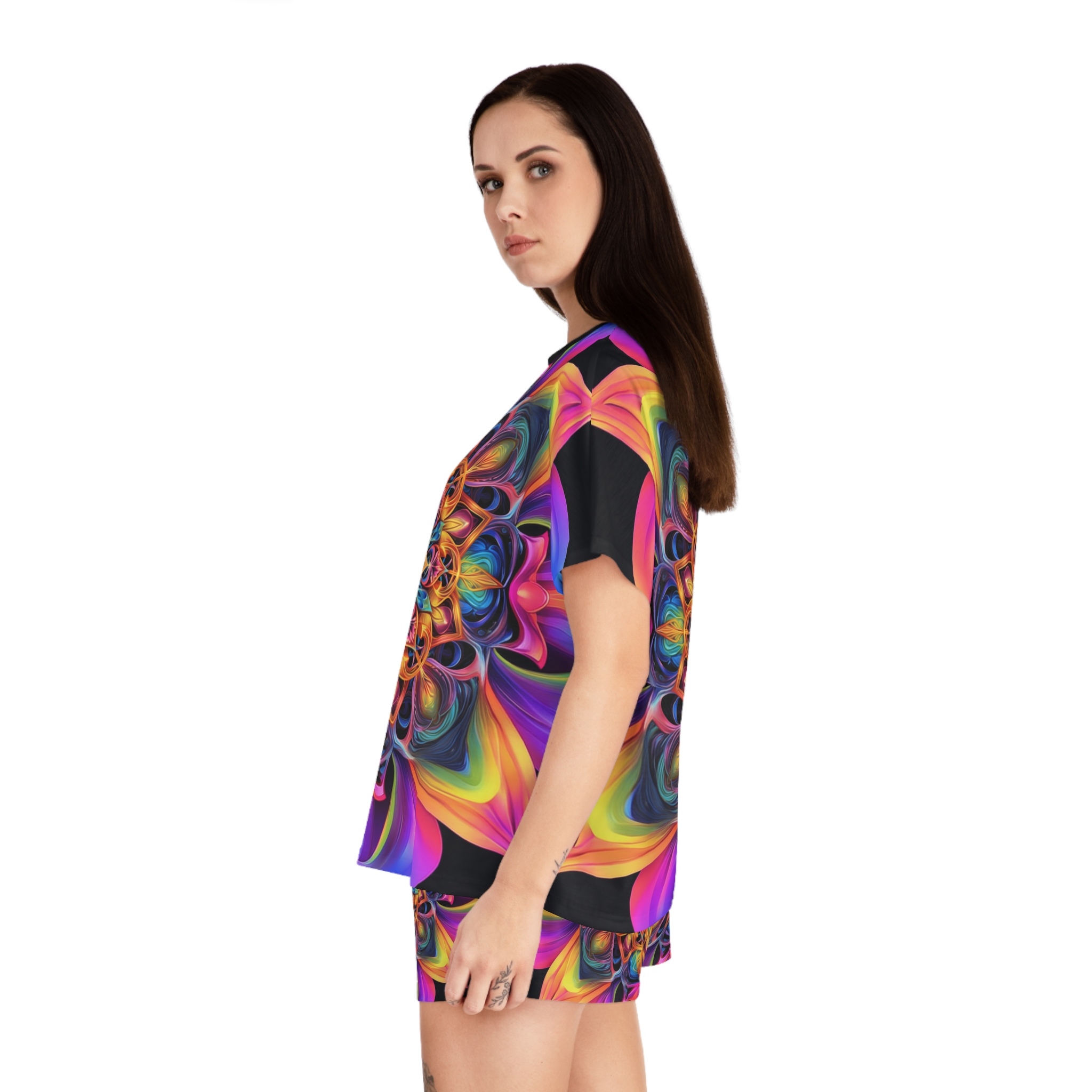 Vibrant Boho Women's Pajama Set - Colorful Floral Design for Relaxation - Image 6