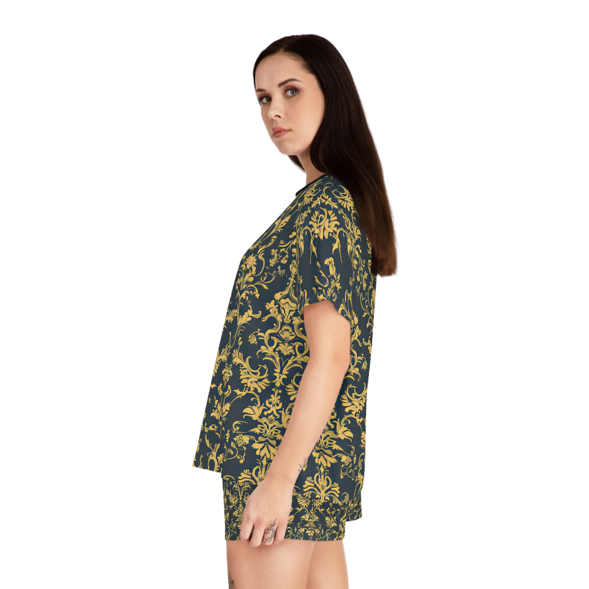 Elegant Women’s Short Pajama Set - Luxurious Floral Print for Cozy Nights - Image 6