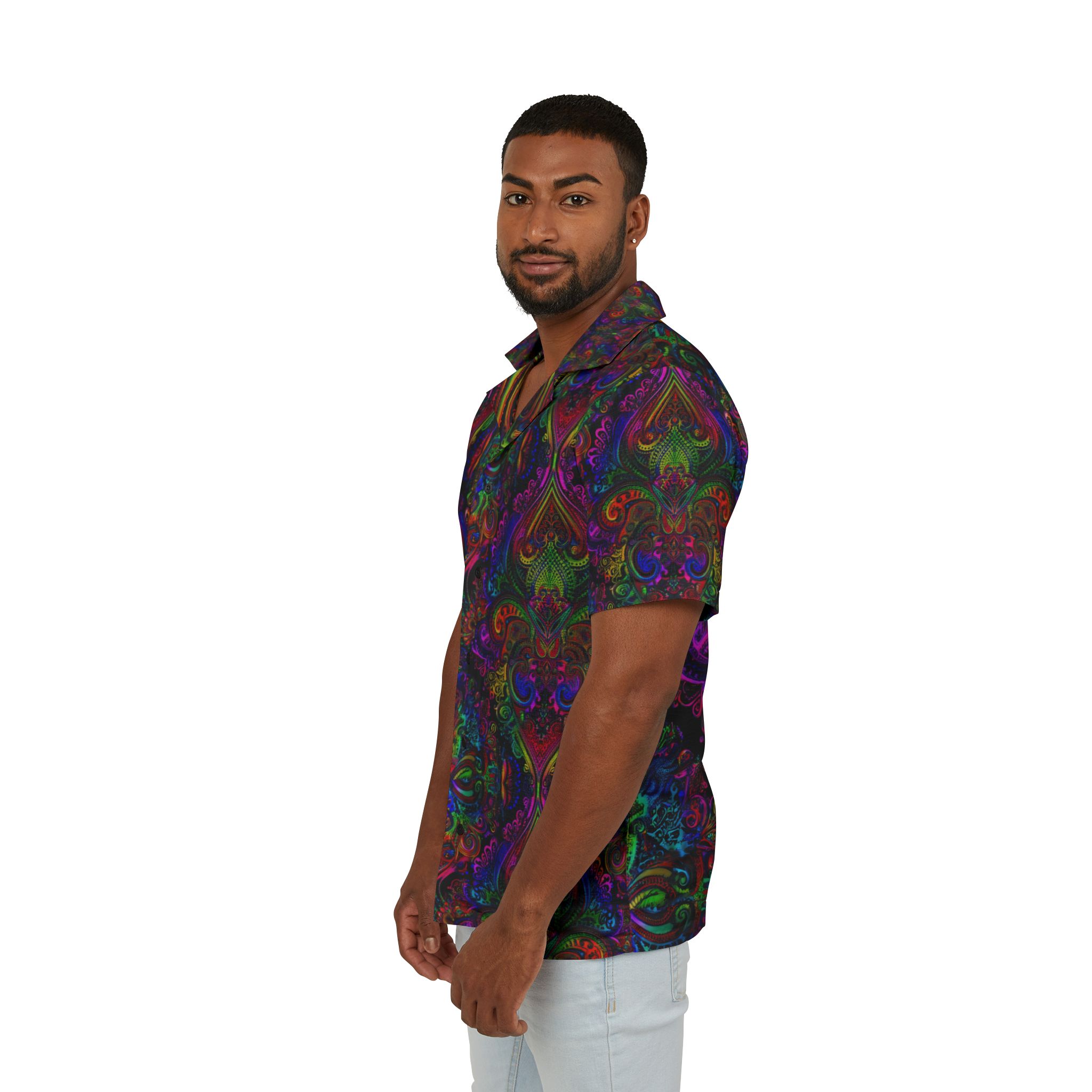 Vibrant Men's Hawaiian Shirt - Colorful Paisley Design for Summer Parties & Vacations - Image 5