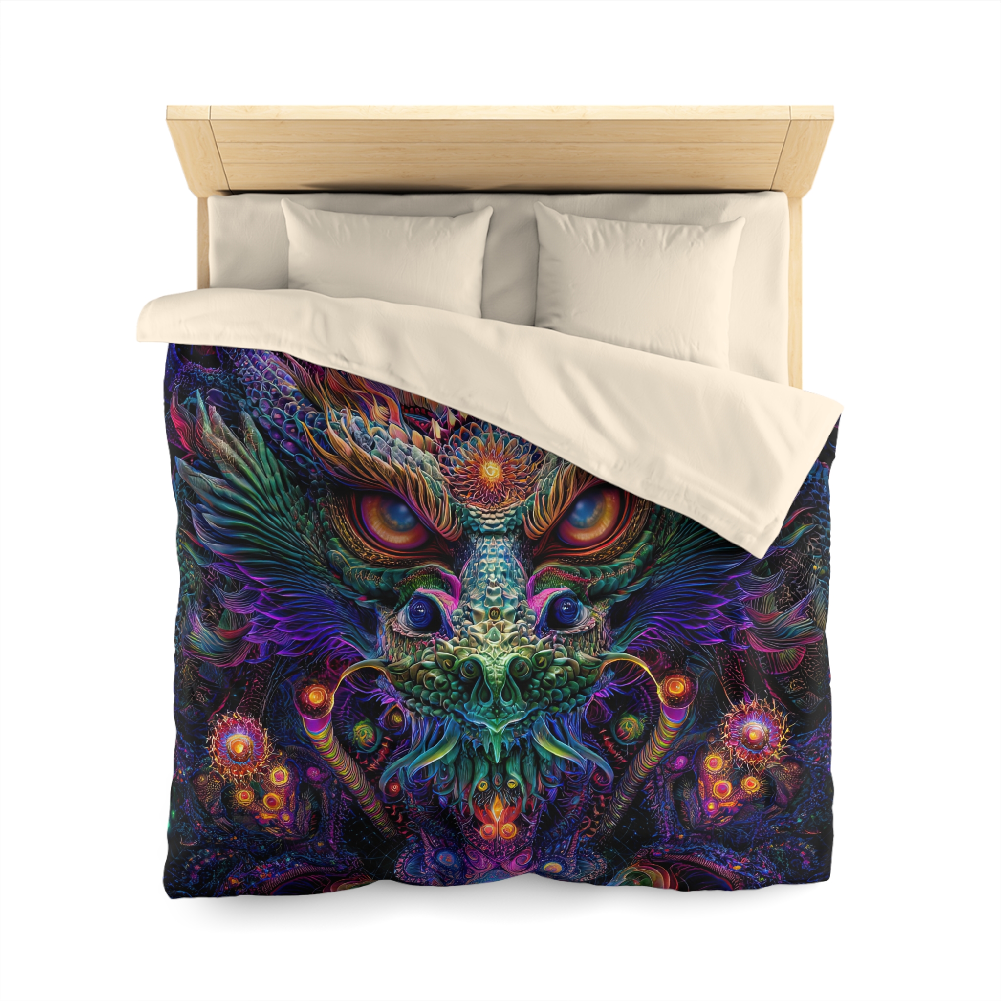 Psychedelic Dragon Microfiber Duvet Cover - Vibrant Fantasy Bedding for Bohemian Decor - Image 8