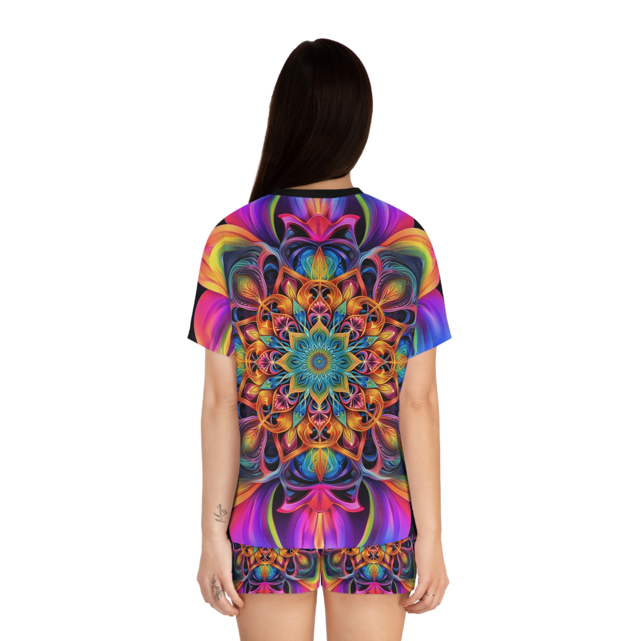 Vibrant Boho Women's Pajama Set - Colorful Floral Design for Relaxation - Image 7