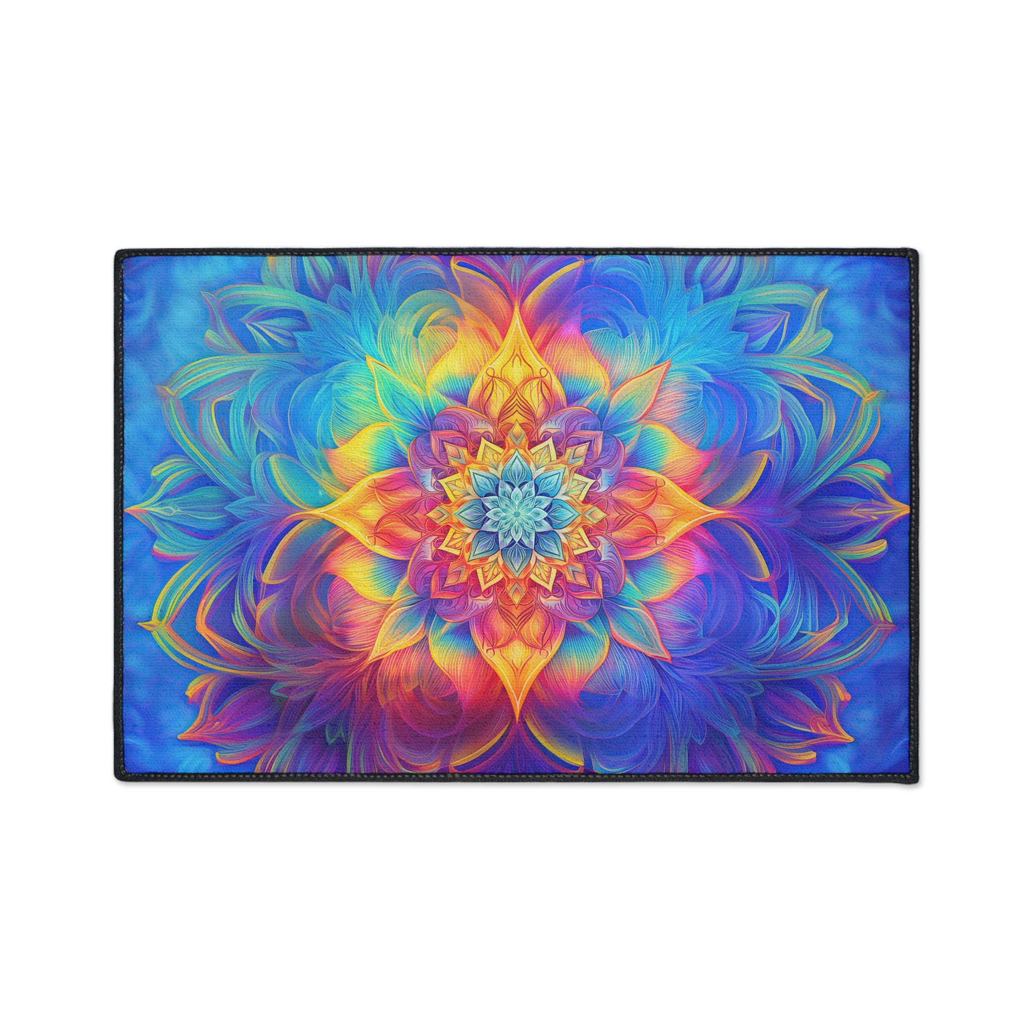 Floor Mat - Psychedelic Kaleidoscope Fractal Rainbow Design - Image 13