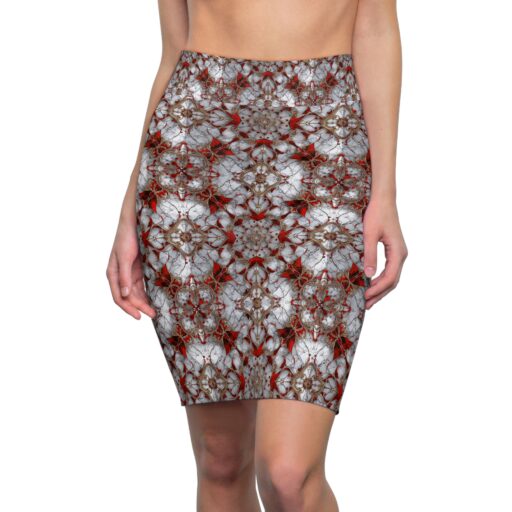 Women's  Red and White Pencil Skirt