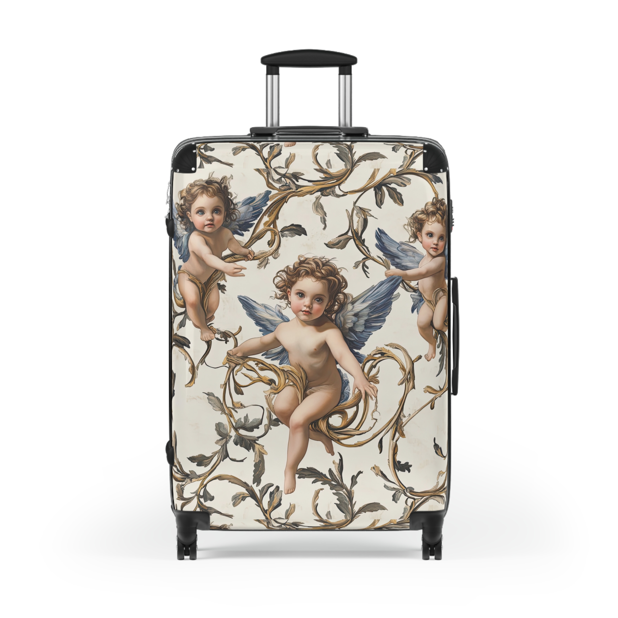 Vintage Cherub Design Suitcase - Stylish Travel Luggage for Adventurers