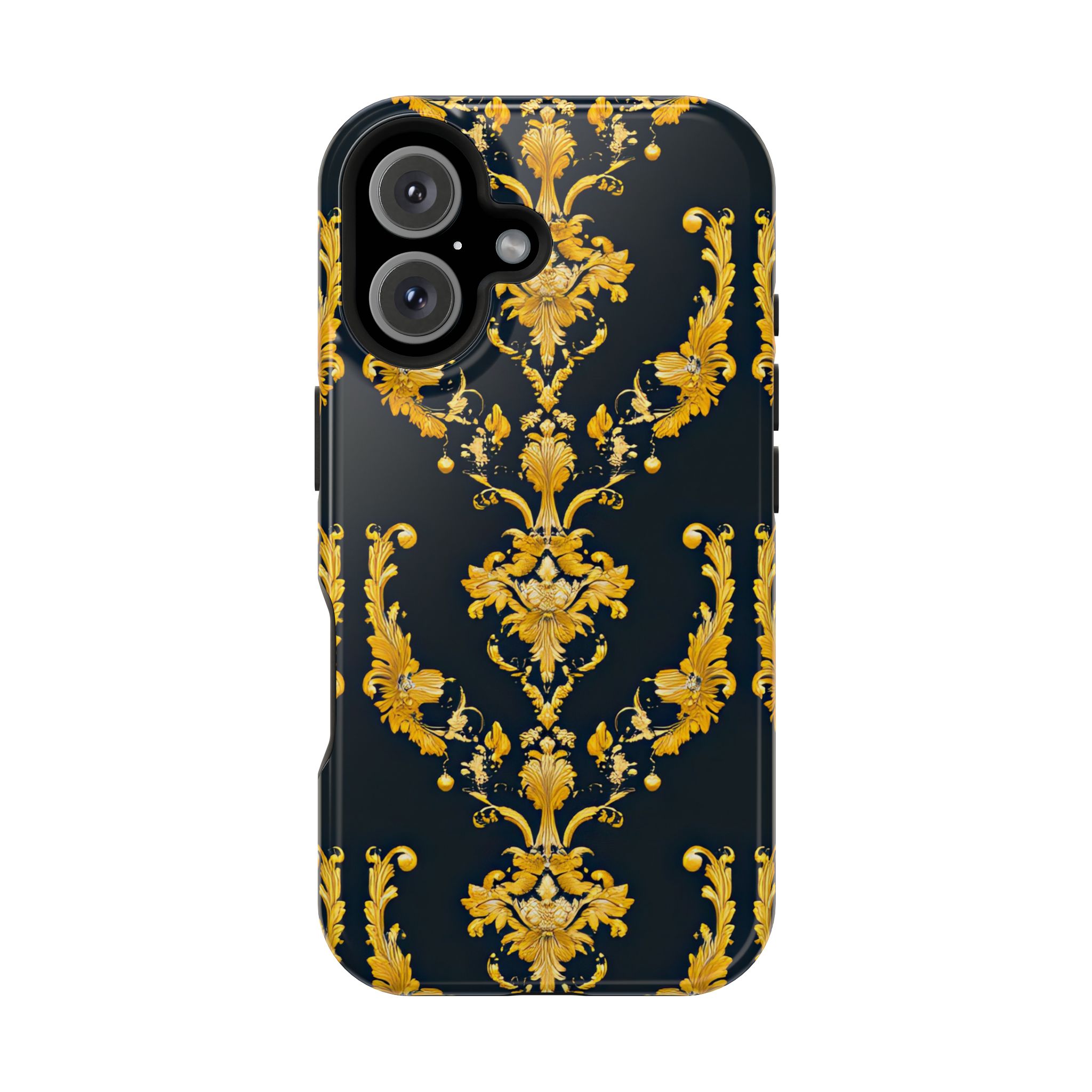 Elegant Floral Magnetic Tough Case for iPhone - Luxurious Gold Design - Image 101