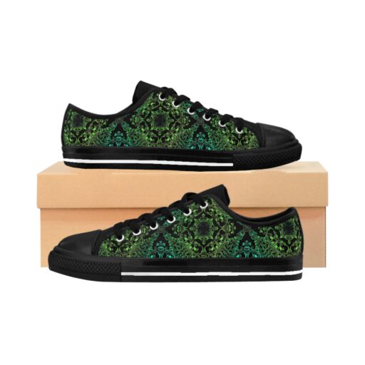 Men's Sneakers - Gothic Green Floral Print Casual Shoes