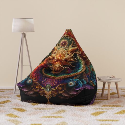 Colorful Dragon Bean Bag Chair Cover - Vibrant Art for Relaxation and Decor