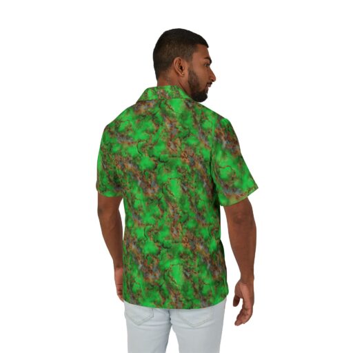 Men's Hawaiian Shirt - Vibrant Green Tropical Pattern for Summer Fun