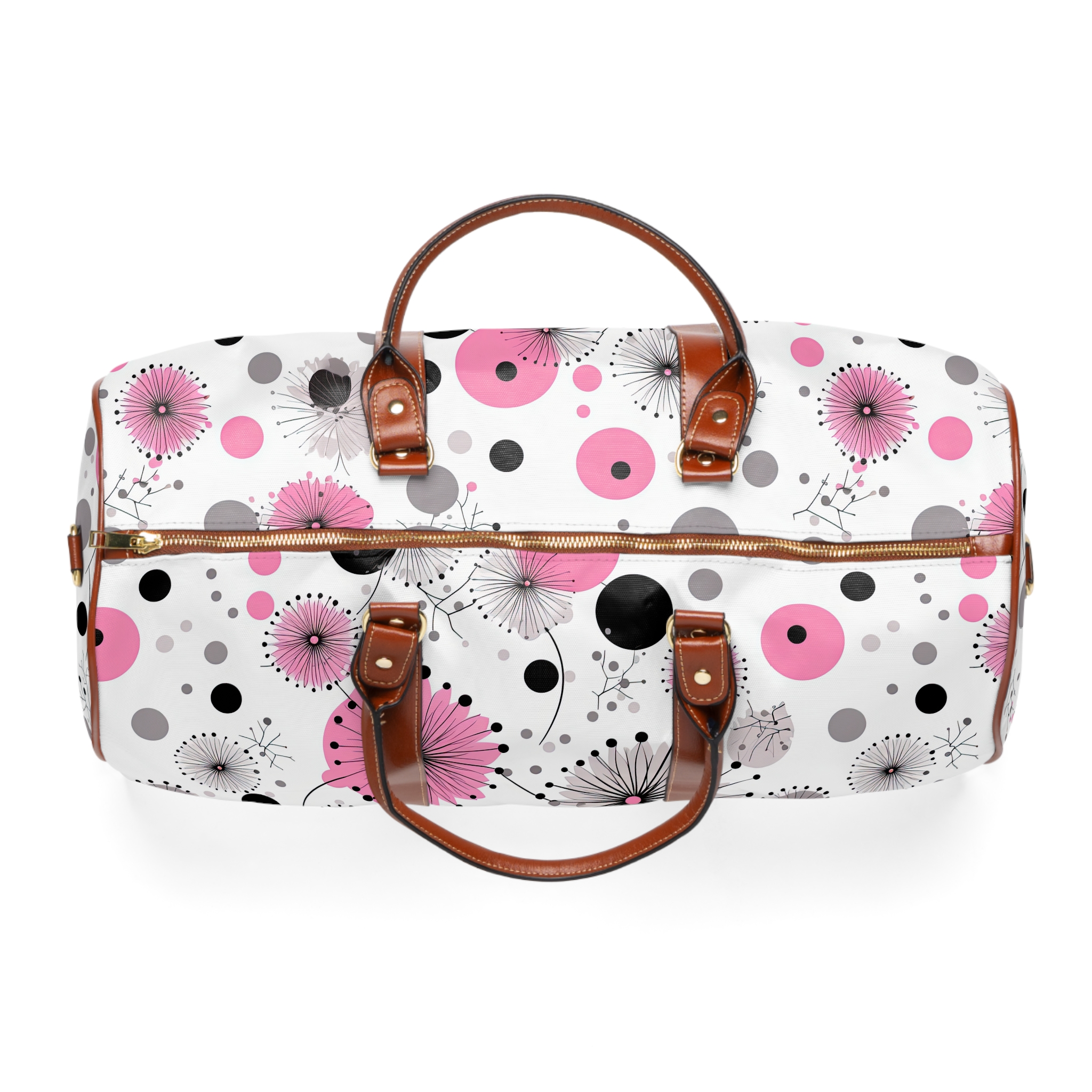 Vintage Pink Polka Dot Waterproof Travel Bag - Image 5