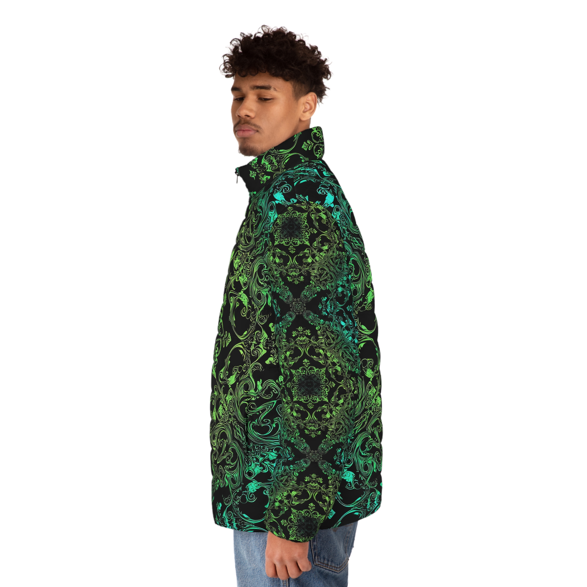 Men's Puffer Jacket - Vibrant Swirl Pattern for Stylish Comfort - Image 6