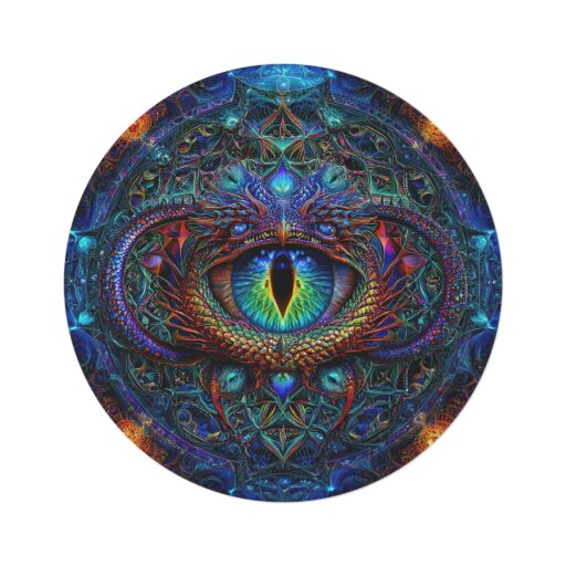 Mystical Dragon Eye Round Rug - Bohemian Home Decor for Meditation & Relaxation