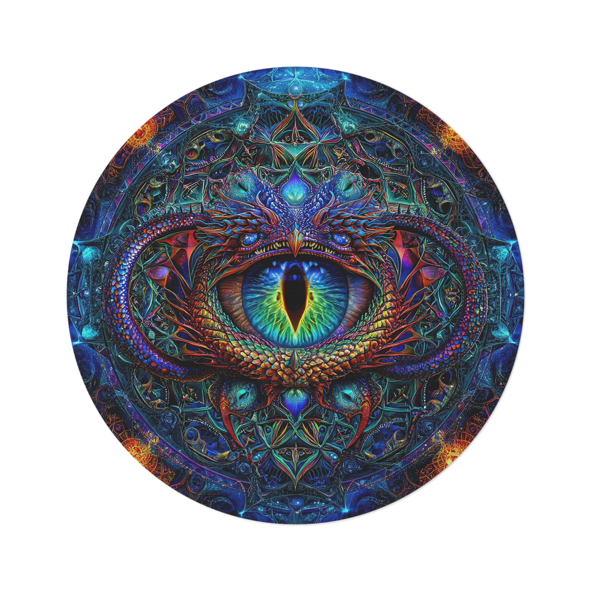 Mystical Dragon Eye Round Rug - Bohemian Home Decor for Meditation & Relaxation
